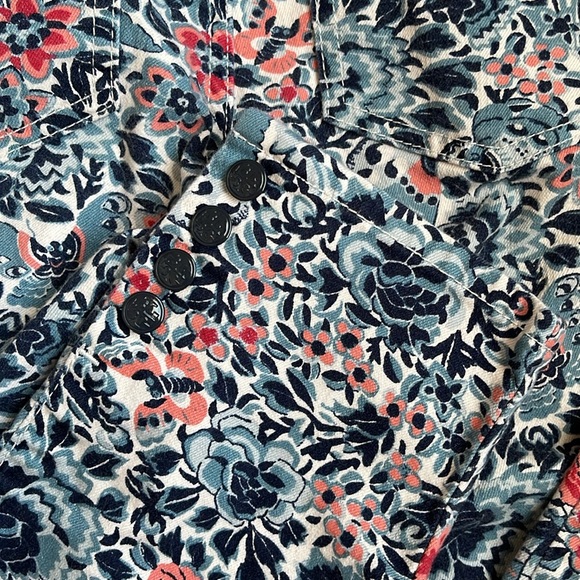 Tory Burch Floral Printed Straight Leg Pants Women’s 26 Blue and Pink - Picture 7 of 7